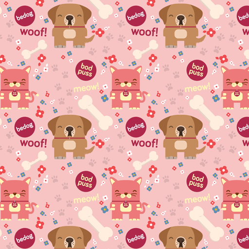 Bedog and Bodpus pink wallpaper